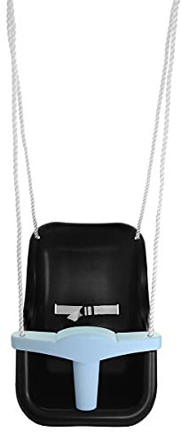 Hörby Bruk Babyschaukel (Kinderschaukel/Schaukel) Kunststoff, schwarz hellblau, hohe Rückenlehne, max. 25kg - 4033