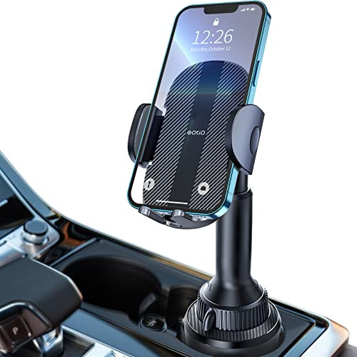 OQTIQ Handyhalterung Auto Getränkehalter – Tasten-Entriegelung | 360° Kugelgelenk, Ausziehbarer Arm 4,13–6,49 Zoll | Für 4,7–7 Zoll Smartphones | Passend für 3–4 Zoll Becherhalter