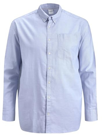 Jack & Jones Homme Jjeoxford Shirt L/S S21 PS Noos Chemise, Bleu, 4XL Grande Taille EU