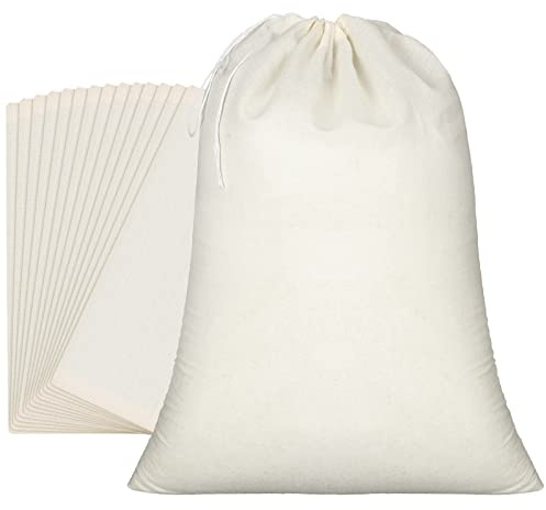 Pangda 15 Pcs Muslin Bags 15 x 22 Inch Cloth Bags with Drawstring Large Storage pouches Bulk Cotton Reusable Grocery pouches DIY Craft Sachet for Party Wedding Home Storage