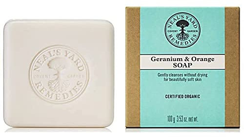 Neal’s Yard Remedies Geranium & Orange Soap, Soap Bar With Essential Oils, Non-Drying, Vegan & Cruelty-Free, 100g