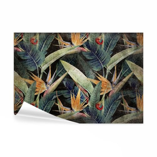 decomonkey Fototapete Natur, 350x256 cm, XXL, Blumen Pflanzen Blatt Grün | Gelb, Rot, Vlies, Schlafzimmer, Wohnzimmer, Design, Tapete, Fototapeten, Tapeten, Vliestapete, Wandtapete, moderne, Wand