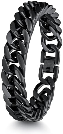 ChainsHouse Armband Edelstahl Panzerarmband für herren Männer Panzer Armband Silber/Schwarz/Gold Hip pop Armskette mit Geschenkebox für Valentinstag Geburtstag Breite 8/12/17MM, Länge 19/21/23CM