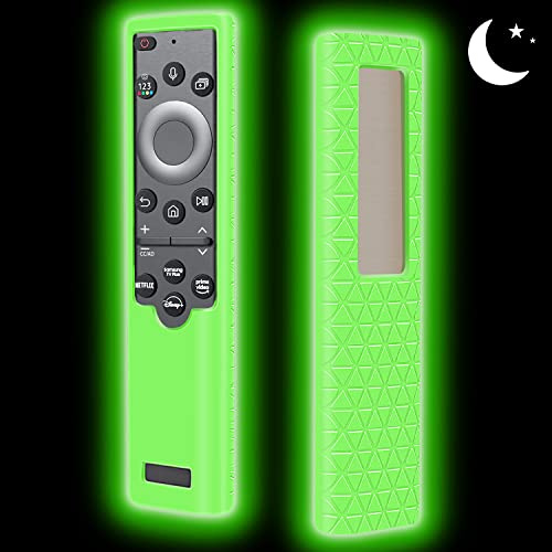 Funda Silicona para Mando Samsung Solar BN59-01385 BN59-01386 Series BN59-01391A [Antideslizante] Carcasa de Protector Compatible con Mando TV Samsung SolarCell Remote 2022 2023 (Glow Green)