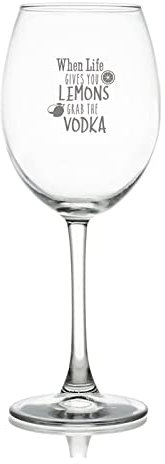 17 Oz Wine Glass When Life Gives You Lemons Grab The Vodka Drinking Glass Glassware for Red Or White Wine Cocktails Perfect for Homes & Bars Party Supplies Decorations