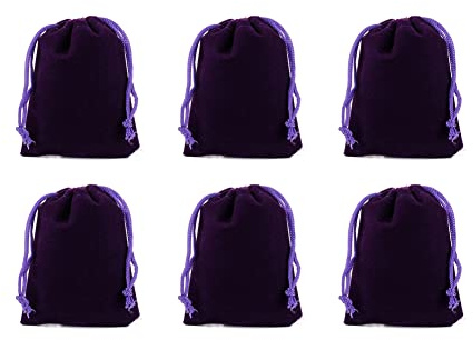 SHTGOI 6Pcs Samtbeutel 30 * 40cm Beutel Samt-Schmuckbeutel mit Kordelzug Langlebig Tunnelzug Samtsäckchen Süßigkeitenbeutel Geschenksäckchen für Weihnachten Party Hochzeitsgeschenke Lila