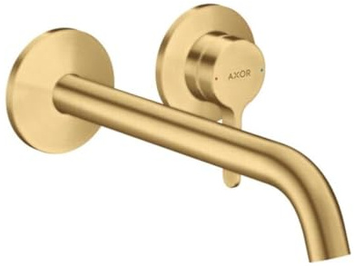 hansgrohe AXOR One Einhebel-Waschtischarmatur Unterputz für Wandmontage mit Hebelgriff und Auslauf 220 mm, 48120250, Farbe: Brushed Gold Optic