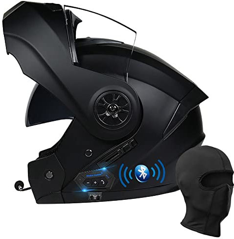 BYGMWEP Klapphelm mit Bluetooth, Integriert Motorradhelm, ECE Zertifiziert Integralhelm mit Doppelvisier, mit Eingebautem Mikrofon für Automatische Reaktion, für Erwachsene Frauen Männer