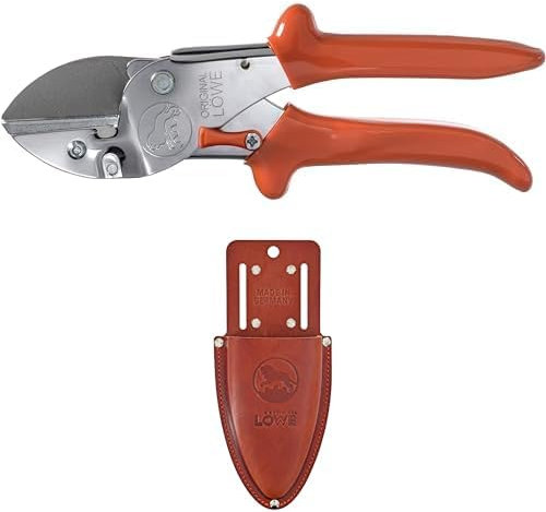 Original LÖWE 1 Set bestehend aus Profi Universal Amboss-Schere 1.105 für Industrie und Handwerk & Leder Premium Holster 9809 mit Gürtel-Clip zur Aufbewahrung am Gürtel oder Hosentasche