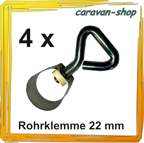 4x Rohrklemme für Zeltstange 22 mm, Vorzeltgestänge, Vorzelt, Wohnwagen, Camping