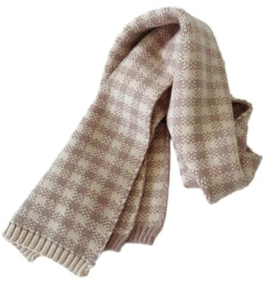 DSOUWEH Karierter Schal für Kinder, exquisites Handwerk, feine Nähte, fusselfrei, für das Neue Jahr, geruchlos, modischer Kinderschal aus Wolle, gestrickt, Beige