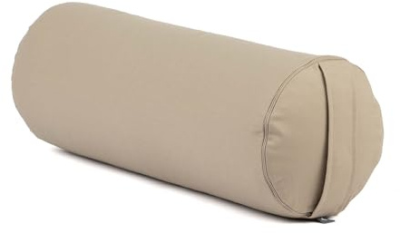 Bodhi | Yoga Bolster ECO | 100% Bio-Baumwolle | Yogarolle mit Bio Dinkelfüllung | Waschbar | Yogakissen rund für Restoratives Yoga Übungen | Groß 65 x 20 cm
