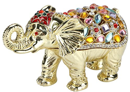 Hapivida Elefanten Schmuckkästchen, Strasssteinen Besetzter Handbemalter Ringhalter Mini Ring Halsketten Schmuck Organizer Heimdekoration