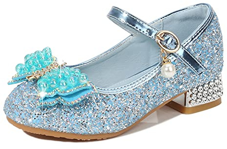 YOSICIL Zapatos Princesa Niñas Lentejuela Sandalias Disfraz Elsacasi Zapatos de Tacón con Cosplay Danza Boda Carnaval Cumpleaños Regalo Suave y Cómodo