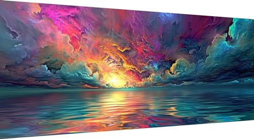 5D Diamond Painting Landschaft, DIY Diamant Painting Bilder Sonnenuntergang, Diamand Painting Erwachsene Groß xxl, Kinder Diamant kunst Set mit Diamond Painting Zubehör, Home Wand Décor 100x40cm