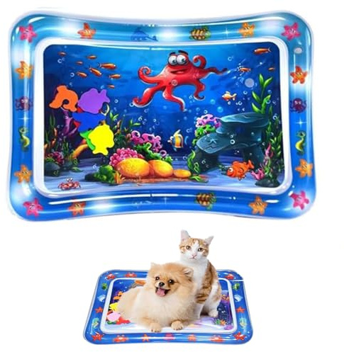 CHENRI Wassermatte Für Katzen, Sensorische Wasser Spielmatte für Katzen, Wassermatte Sensorisches Spielzeug, Sommer Wasserspielmatte, Interaktives Katzenspielzeug, Wasser Matte für Katze, Hunde (C)