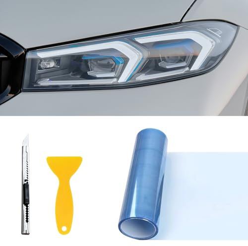 GizuInseti Tönungsfolie Auto Scheinwerfer Rückleuchten Folie 30 * 120Cm, Lampenfolie Folie Für Scheinwerfer Ückleuchten, Schutzfolie Sticker Auto Passgenau Selbstklebende (Hellblau)