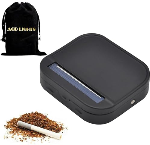 Cigarette Rolling Box, Lathe Cigarettes, 70 mm Cigarette Rolling Machine, Rolling Machine, Cigarette Turner Machine, Wood Grain Brown (Black, 70 mm)