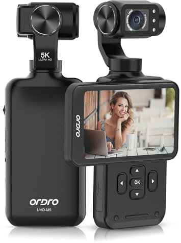 Bewinner 5K Handheld Camcorder, 48MP 3.5in Rotatable IPS Screen Vlogging Camera, 120 Wide Angle Small Vlog Camera for YouTube and Travel