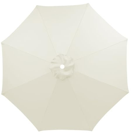 Hiseng Sonnenschirm Ersatzbezug 2/2.5/3.0m 6/8 Streben, UV-Schutz Schirmbezug Strand Garten Sonnenschirm Ersatzteile für Terrassenschirm, Balkon, Garten, Pool Strand (2.3m/8 Streben,Weiß)