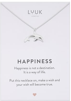 LUUK LIFESTYLE Filigrane Halskette mit Anhänger aus wasserfestem Edelstahl, Geschenk für Frauen, modernes Schmuck Design