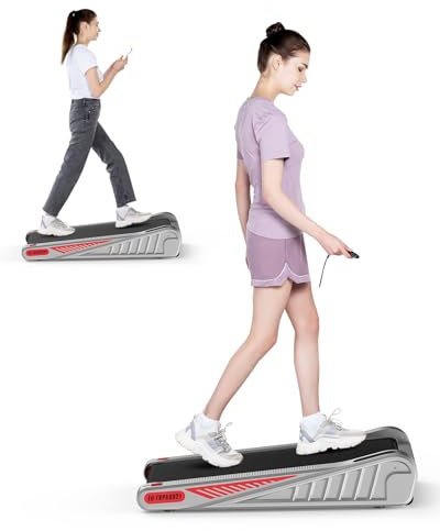 HomeFitnessCode Walking Pad mit Steigung - Laufband mit 5% Neigung(Nicht Einstellbar) 1-6 Km/h Walking Band Untertisch Elektrisch Laufpad für Zuhause, Silber