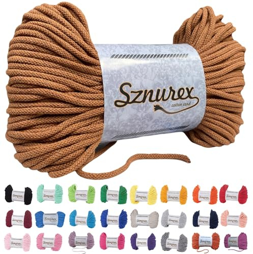 Makramee Garn 5mm x 100m Baumwollschnur Perfekt für DIY, Garn für Makramee-Schnur über 50 Farben Oeko-TEX Zertifiziert - Baumwollkordel (Tobacco, 5mm/100 Meter)