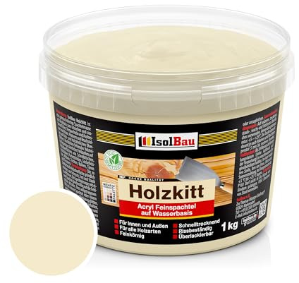 Isolbau - Holz-Spachtelmasse 1 kg - Holzspachtel Holzkitt Außen und Innen - Holz-Reparaturspachtel - Holzreparaturmasse - Holz-Fertigspachtel - Schnelltrocknend - Fichte (Nr. 14)