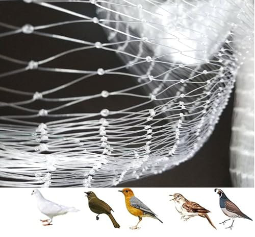 Vogelschutznetz für Garten, Netz für Obstbäume, Netz für Obststräucher, Balkonnetze für Tauben, Pflanzenzaun aus Netz für Garten, Translucid(2cm,5m x 5m)