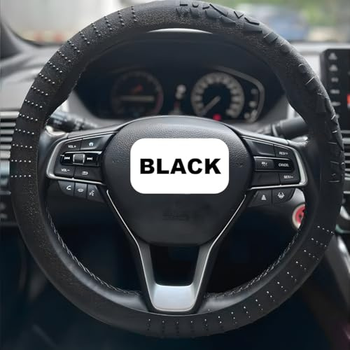 CGEAMDY Coprivolante in Silicone Auto, Antiscivolo Coprivolante Traspirante Copri Volante per Autos, Copertura Flessibile Volante, Accessori Decorativi Universali Interno Dell'auto(Nero)