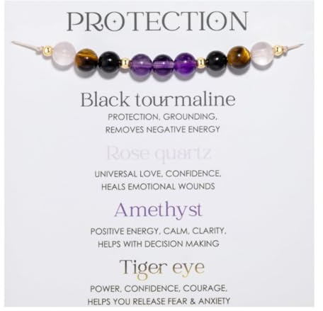 WATEFOER Bracciale di Pietra di Luna, Bracciale della Speranza per Donne, Bracciali di Cristallo che Attira l'Amore, Bracciali di Protezione, Regalo di Gravidanza Salutare (Protezione)