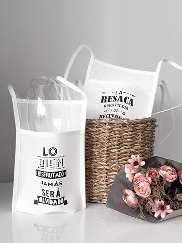 Uvimark | 10 Portacopas de Vino con Mensaje a Elegir, Portavaso Colgante | Soporte para Copas | Regalos para Detalles Bodas, Comuniones, Bautizos | Detalles y Regalos Personalizados