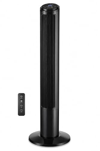 Vidacharmy 20dB Ventilateur Colonne Silencieux, Ventilateur tour 102 cm, Vitesse 8 m/s - Oscillant à 85° ventilateurs tour pour chambre, Télécommande et Écran LED, 4 modes, minuterie 15H, Noir