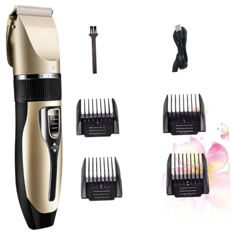 Haarschneidemaschine 8 Stück Metall Kunststoff Gold | Wiederaufladbar, Laufzeit ca 90 Minuten, 5 W, für Barbershop und Zuhause