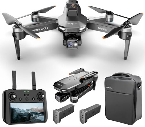 X-Verse KF104 MAX2 Drohne mit Kameras 4K HD EIS, Bildschirmfernsteuerung, RC 6km, 3 Achsen Gimbal, 360d° Hindernis Vermeidung, Professionelle Faltbarer Quadcopter für Erwachsene- 2 Batterien