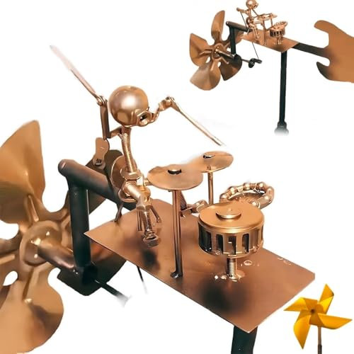 Craftsman - Molinillo de viento de metal hecho a mano, escultura musical de jardín con campanillas de viento, percusionista de acero resistente al óxido para patio, decoración al aire libre
