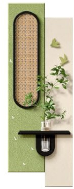 3D LED Wall Art Modern Sandstone Hanging Decor with Hydroponic Green Plant DIY Lighted Mural for Living Room Entryway or Porch(Green,40 * 120cm)