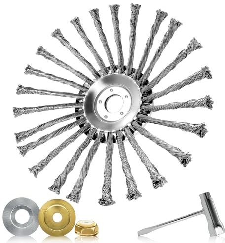 CUVZORA Metallbürste für Motorsense, Universal, mit Stahldraht, hohe Widerstandsfähigkeit, 255 x 25,4 mm, breite Kompatibilität und effiziente Leistung für Gärten und Bauernhöfe
