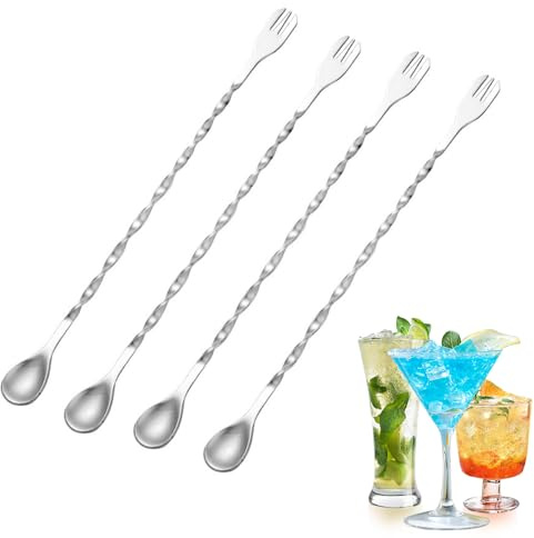 XFSRG 4Pcs Cuchara Larga Acero Inoxidable Elegante Diseño para Cócteles y Bar