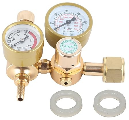 Argon CO2 - Riduttore di pressione MIG/MAG 0-4500PSI, CGA580 15/16 pollici, filettatura interna, 1/4 ss – Display preciso della pressione del gas, ampiamente utilizzabile, per MIG TIG Schwe