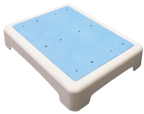 VICASKY Non-slip Short Step Stool Blue Bathroom Tub Stool Anti-slip Shower Step for Elderly and Children Safe Bath Mat