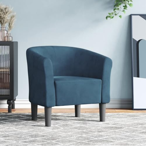 Tonture Poltrona da club in velluto blu scuro, moderna per soggiorno, camera da letto, ufficio, comoda poltrona lounge con struttura in legno di pino, rivestimento in velluto, portata massima 110 kg