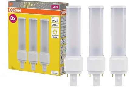 OSRAM Lámpara Compacta DULUX D13 LED, 6W, 600lm, 3000K blanco cálido, Zócalo G24D-1, 230V AC/CCG, CRI 80, Diámetro 35mm