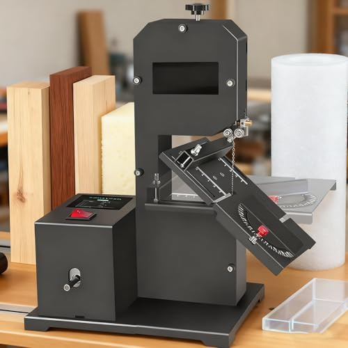 RETRIN 800-W Tischbandsäge für Holz und Schaumstoff – Dekupiersäge,70 mm Schnitthöhe,0–45° schwenkbarer Metalltisch,professionelle Bandsäge für Modellbau und Kleinteile