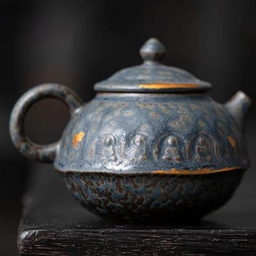 Service Service À Thé Chinois 160ml Bouilloire Avec Filtre Théière En Bronze Émaillé Faite La Main Pot Boue Vieille Roche Ancienne Cadeaux Services A Thé Portables(B)