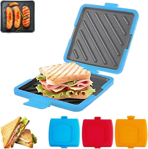 Sandwichera Para Microondas, Tostadora Portátil No Eléctrica Y Antiadherente Para Microondas, Tostadora Multifunción Con Mango De Silicona,para sándwich en casa, viajes, camping, oficina