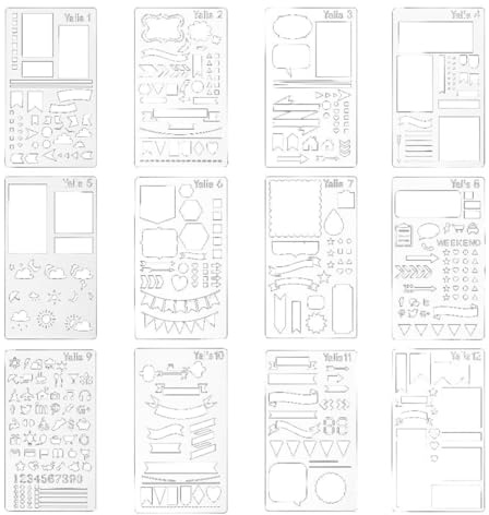 12 Stück Schablone DIY Tagebuch Zeichnungsvorlage für Journal Notebook Tagebuch Sammelalbum DIY Zeichnungsvorlage