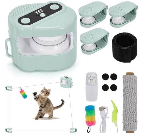 Katzenspielzeug Selbstbeschäftigung mit Fernbedienung, Katzenspielzeug Elektrisch für Katzen, Interaktives Katzenspielzeug mit Einstellbarer Geschwindigkeit und individuellen Laufwegen für Katzen