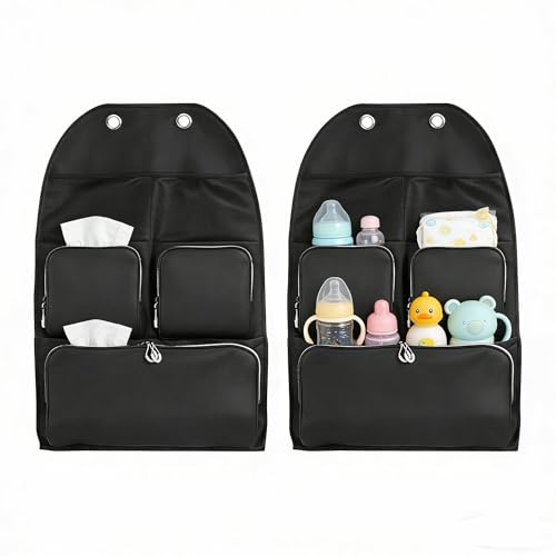 SWTHM Car Seat Organiser Compatible with VW T6, 2 Pack Vehicle Backrest Storage Organiser with Multiple Pockets Baby Products Family Travel Essentials Storage for VW T5 T6 T6.1