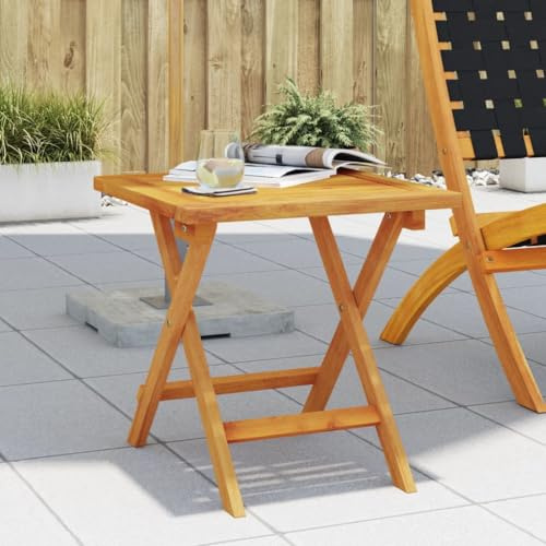 Zeehear trädgårds-sidobord av massivt akaciaträ 40 x 40 cm, väderbeständigt för terrass, balkong, utomhus, utrymmesbesparande, vikbart, perfekt som hylla och loungebord för trädgård och veranda